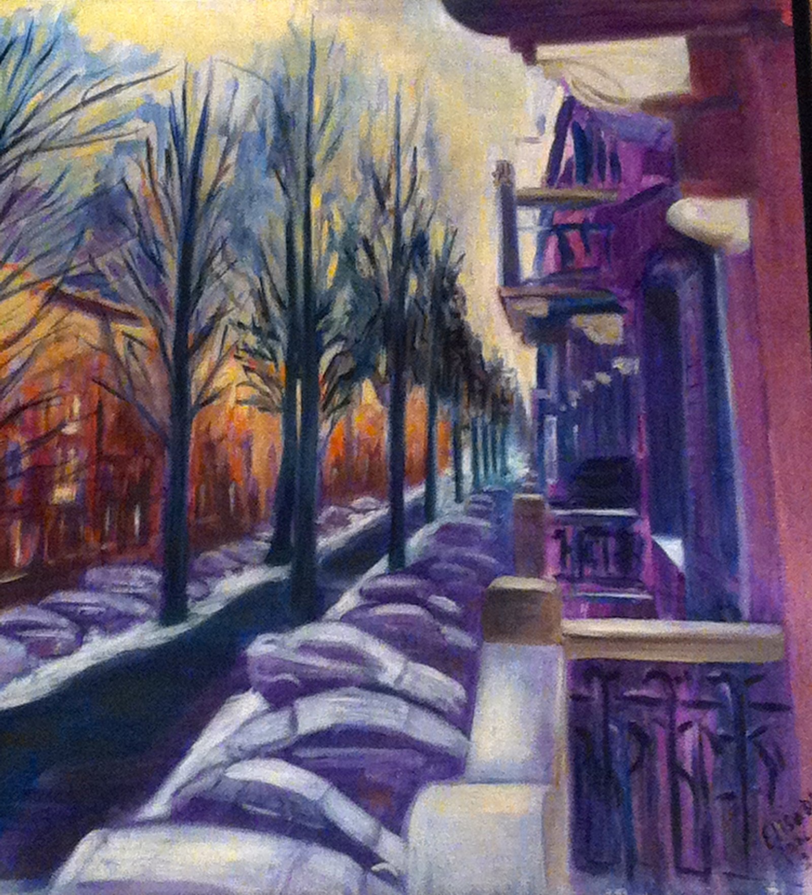 Besneeuwde Straat vanuit mijn balcon